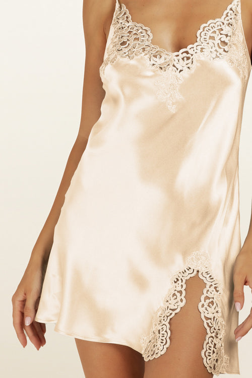 Royal Jewel Short Chemise in Cream Gold