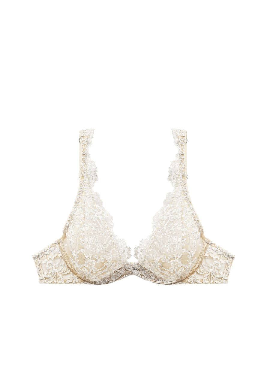 Royal Jewel Underwired Triangle Bra in Cream Gold