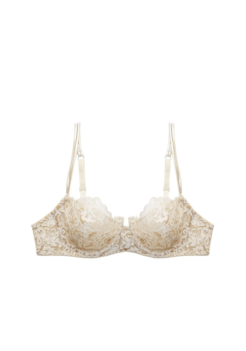 Royal Jewel Balconette Bra in Cream Gold