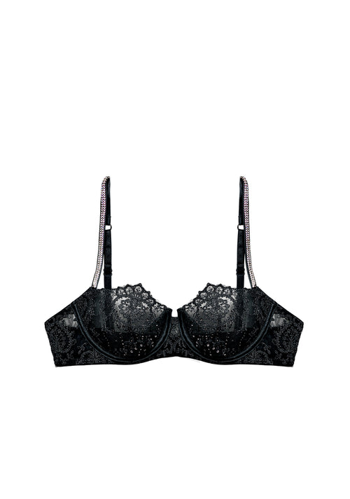 Girls Love Diamonds Balconette Bra with Swarovski Crystals in Black