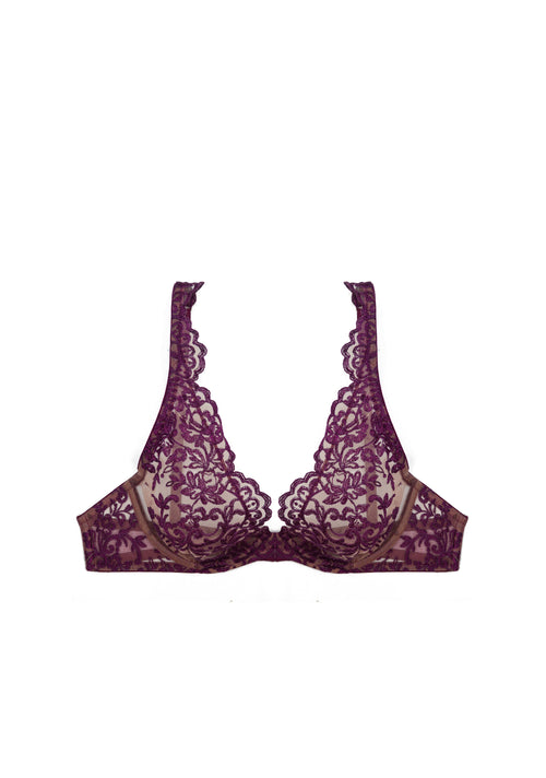 Royal Jewel Underwired Triangle Bra in Dark Violet