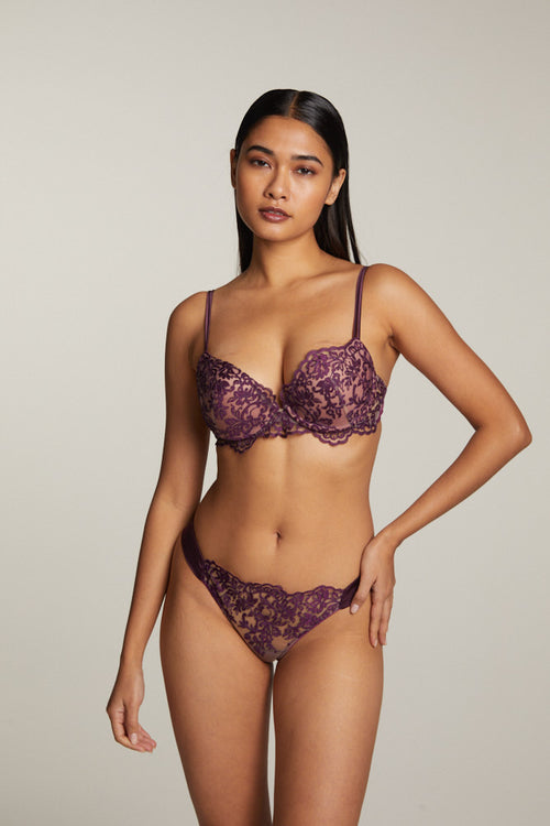 Royal Jewel Padded Push Up Bra in Cream Gold