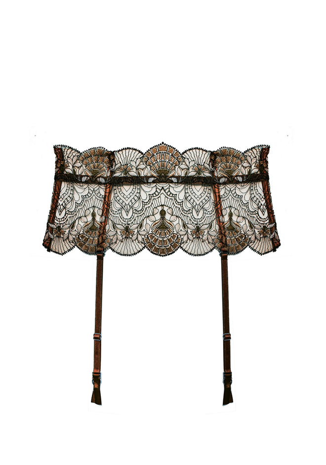 Venetian Glass Suspender Belt in Mocha Mousse