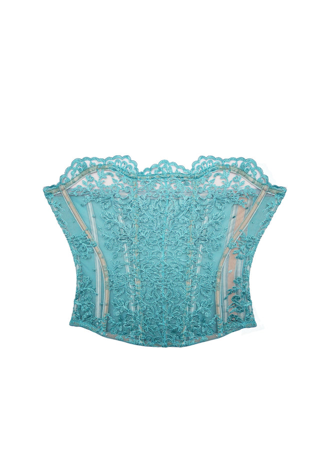 Royal Jewel Strapless Bustier in Aquamarine