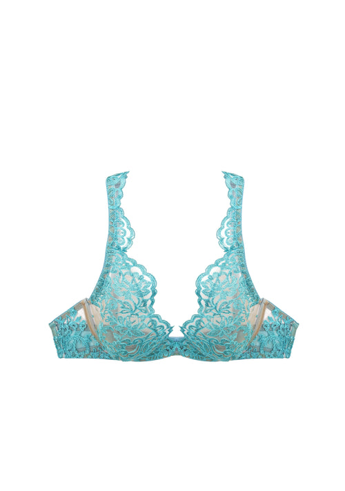 Royal Jewel Underwired Triangle Bra in Aquamarine