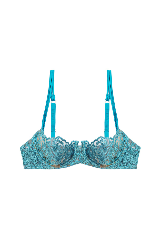 Royal Jewel Balconette Bra in Aquamarine