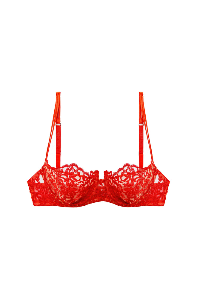 Royal Jewel Balconette Bra in Red