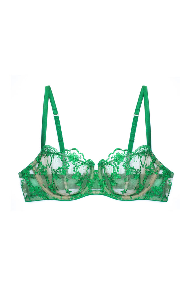 Petal Bloom Balconette Bra In Green