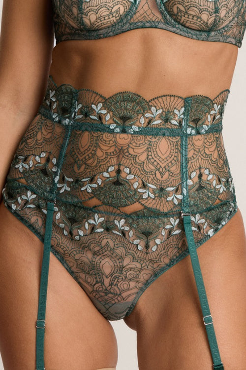 Venetian Glass Suspender Belt in Green