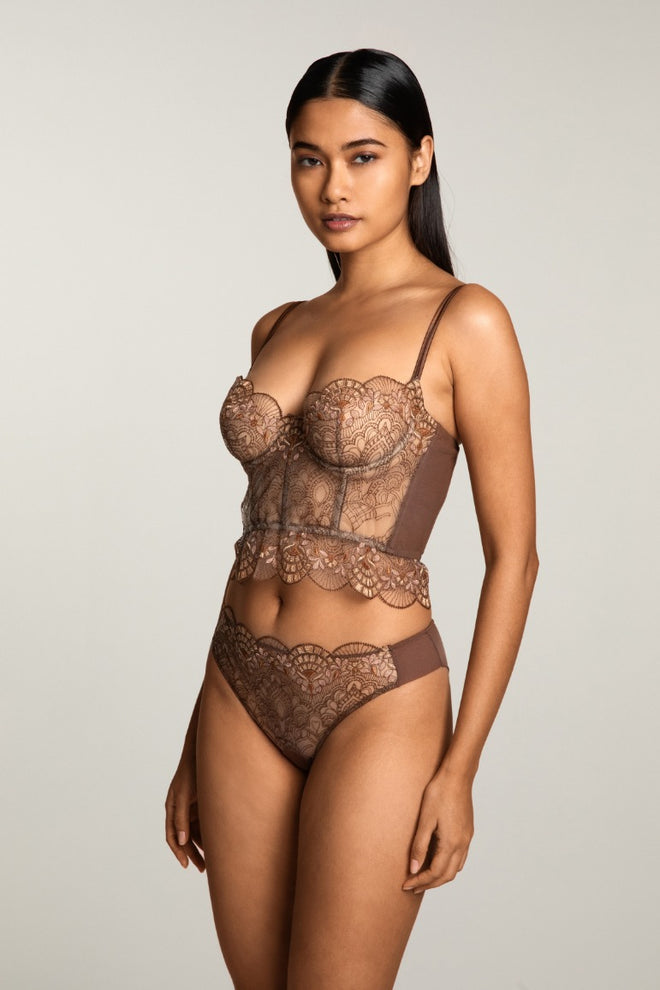 Venetian Glass Underwired Bustier in Mocha Mousse