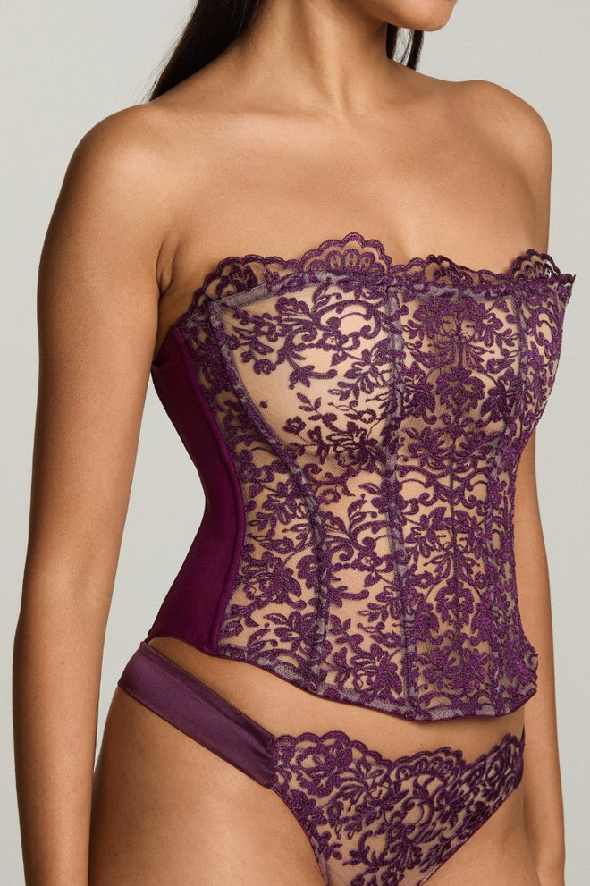 Royal Jewel Strapless Bustier in Dark Violet