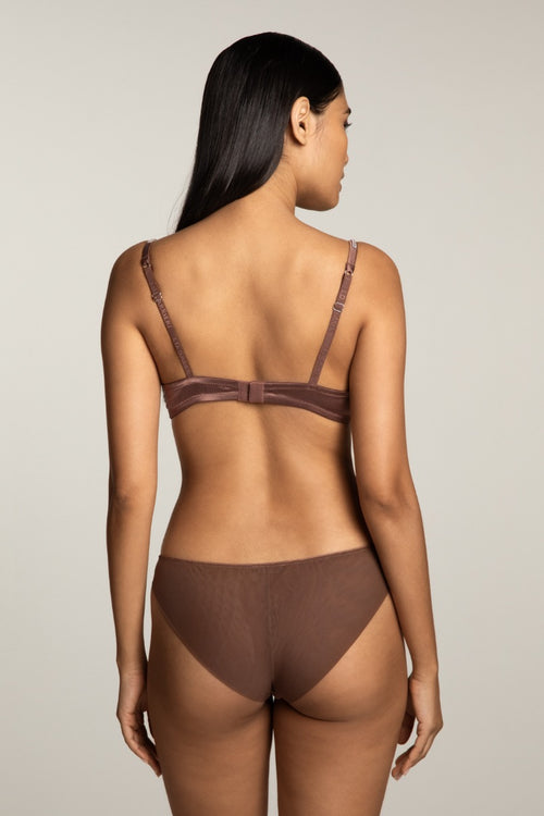Girls Love Diamonds Crystals Embellished Balconette Bra in Chocolate