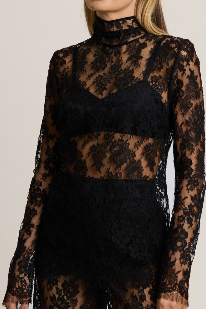Je m'appelle Sophie High Neck Blouse in Black