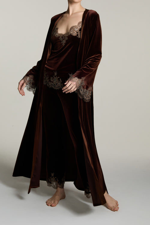 Rose Imperial Long Robe in Brown/Mink