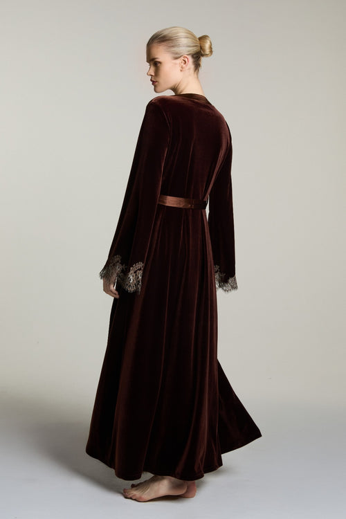 Rose Imperial Long Robe in Brown/Mink