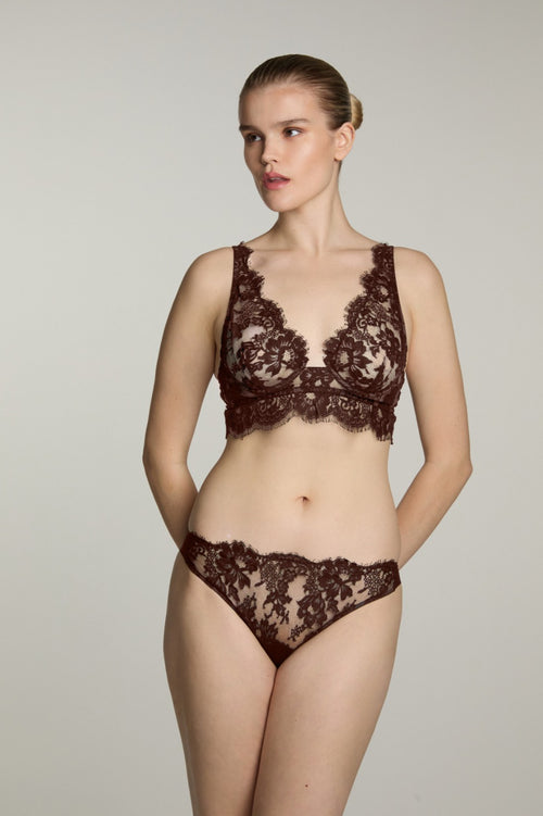 Je m'appelle Sophie Longline Underwired Triangle Bra in Brown