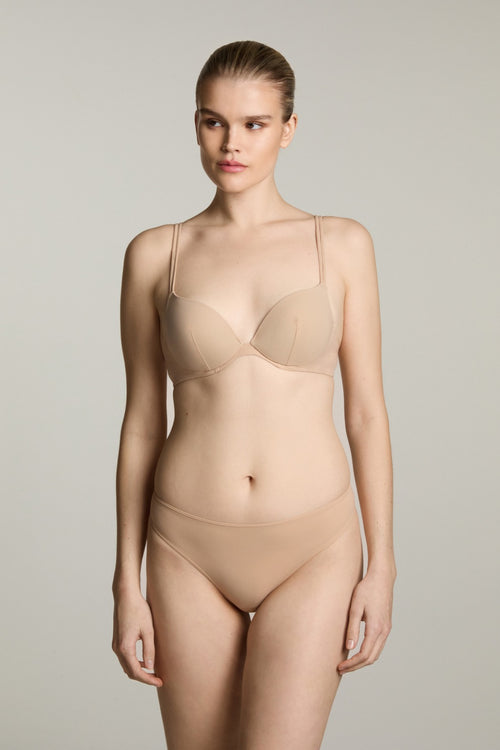 Lea Padded Push Up Bra in Light Almond