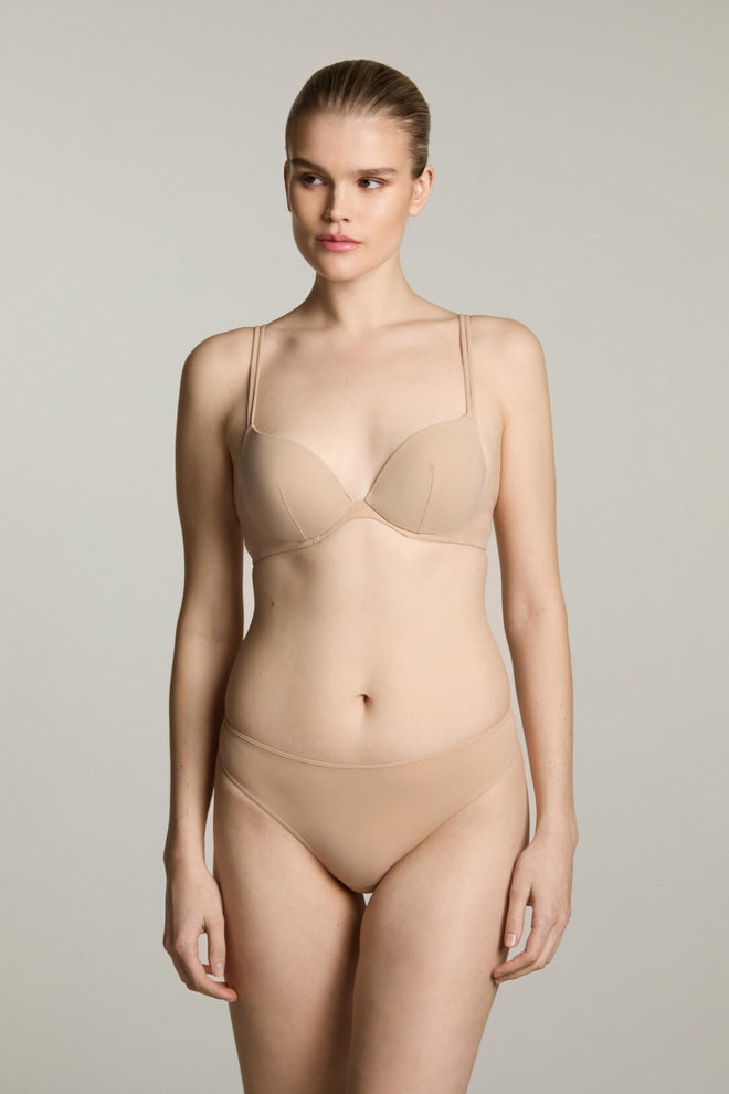 Lea Padded Push Up Bra in Light Almond