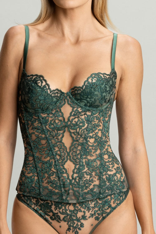 Royal Jewel Underwired Corset in Green