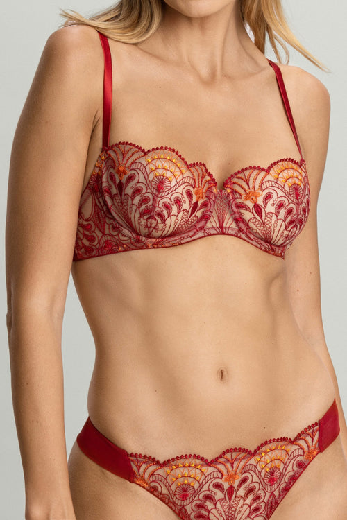 Memories of Love Balconette Bra in Dark Red