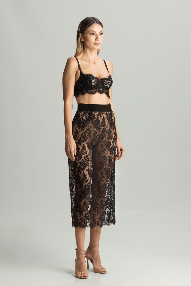 Tokyo Evenings Lace Skirt in Black