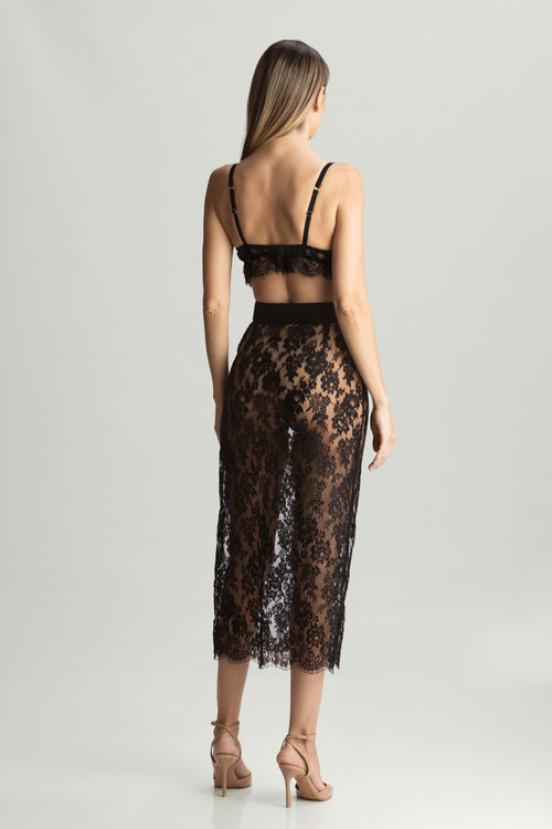 Tokyo Evenings Lace Skirt in Black