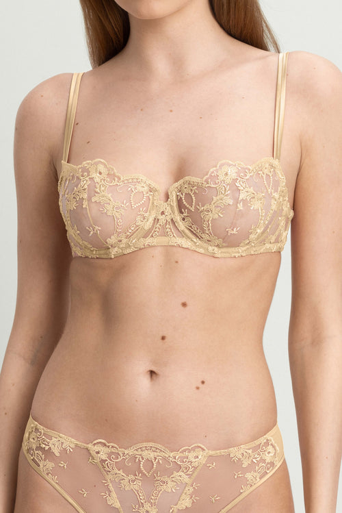 Petal Bloom Balconette Bra In Yellow