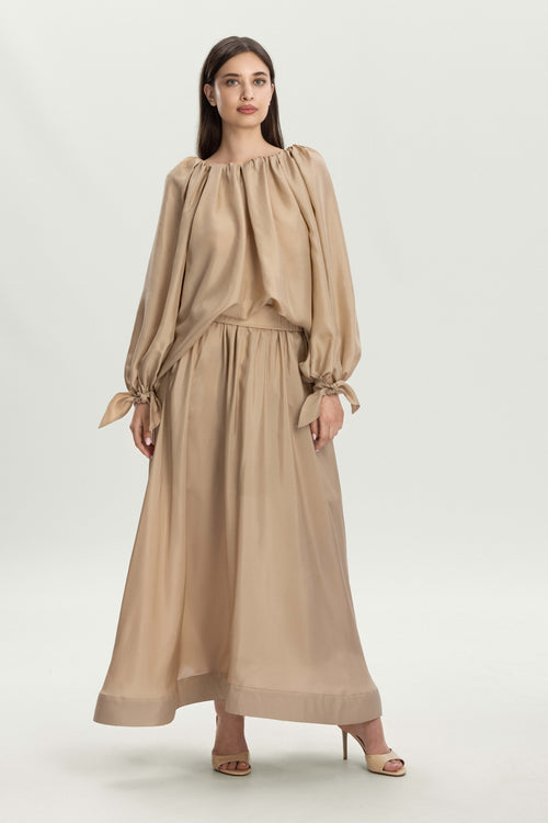 Ariel Long Skirt in Beige