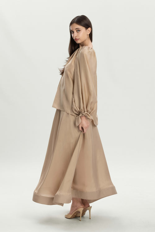 Ariel Long Skirt in Beige