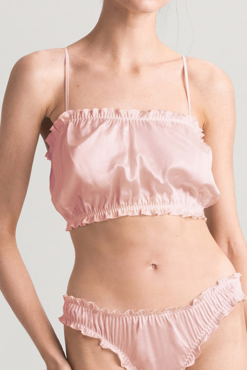 Lombard Street Ruffle Top Bra in Pale Pink