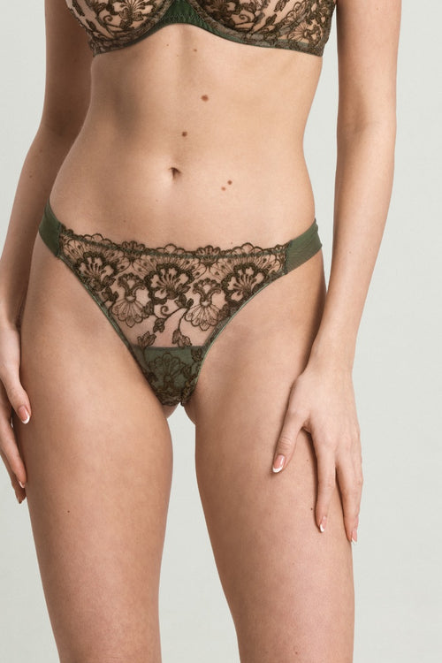 Blossomfall Thong in Olive