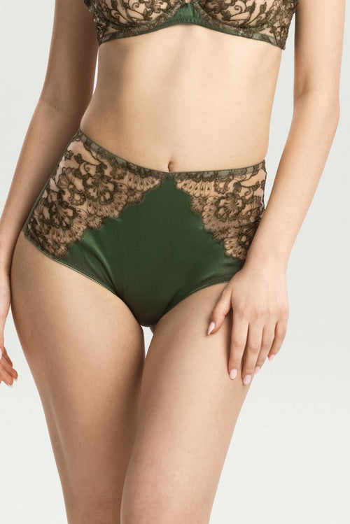 Blossomfall High Waist Brief in Olive