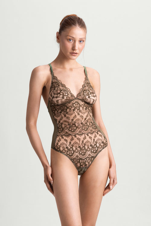 Blossomfall Bodysuit in Olive
