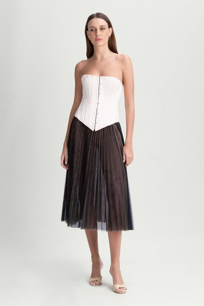 Midnight Desire Strapless Bustier in Buttery Cream
