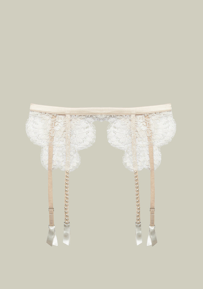 Feathers of a Swan Suspender Belt in Cream