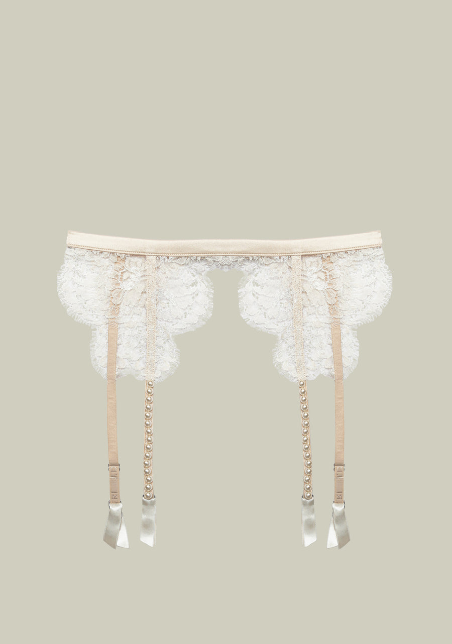 Feathers of a Swan Suspender Belt in Cream