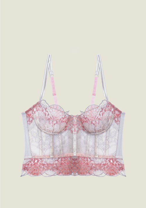 Venetian Glass Underwired Bustier in Silver Rose