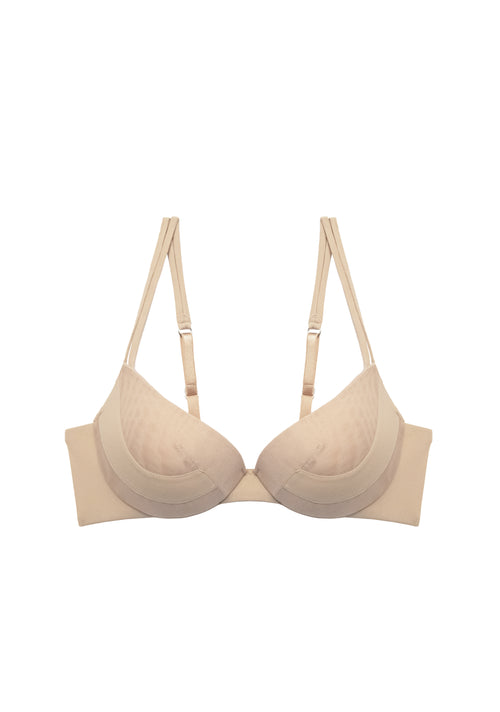 Soho Weekends Padded Push Up Bra in Beige