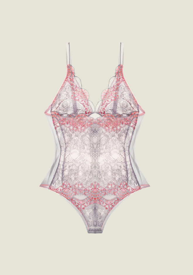 Venetian Glass Bodysuit in Silver Rose