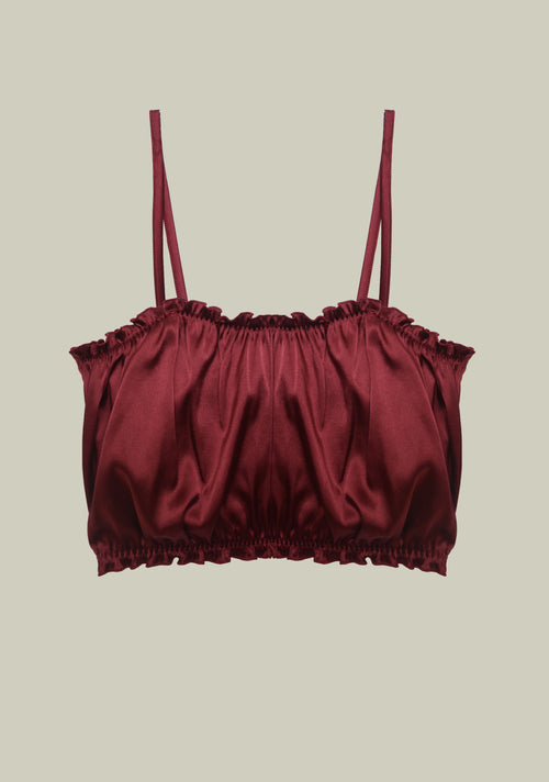 Lombard Street Ruffle Top Bra in Wine