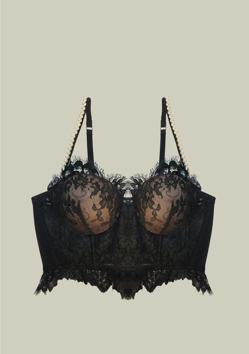 Feathers of a Swan Padded Half Cup Bustier in Black - I.D. Sarrieri