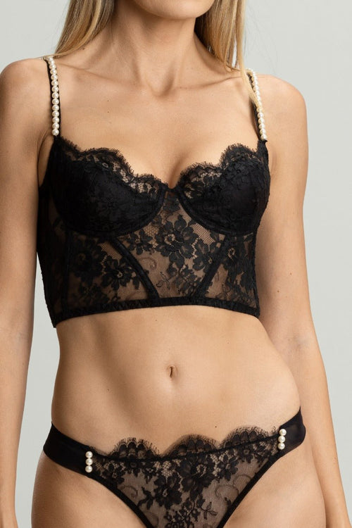 Feathers of a Swan Underwired Half Cup Bustier in Black - I.D. Sarrieri