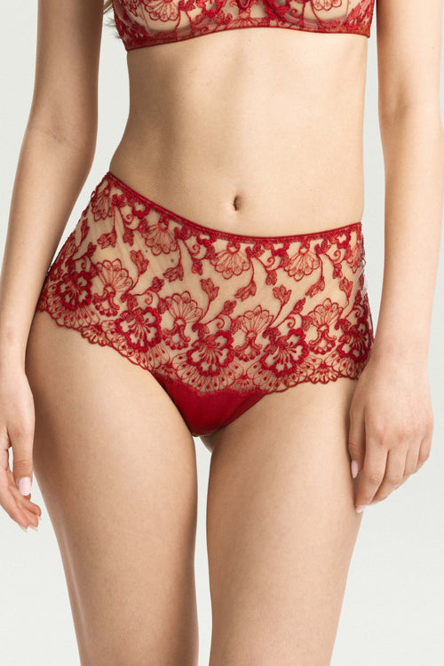 Fleur de Lueur High Waist Brief in Red - I.D. Sarrieri
