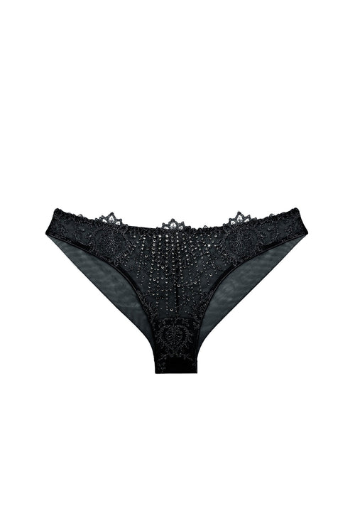Girls Love Diamonds Crystals Embellished Brazilian Brief in Black
