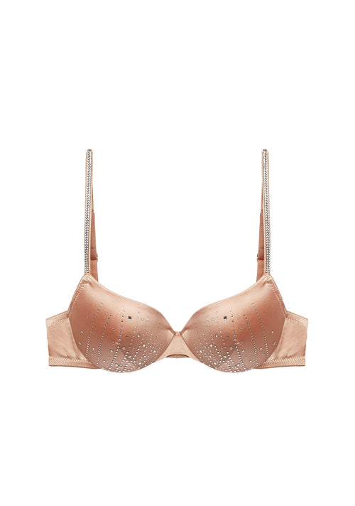Girls Love Diamonds Crystals Embellished Padded Push Up Bra in Beige - I.D. Sarrieri