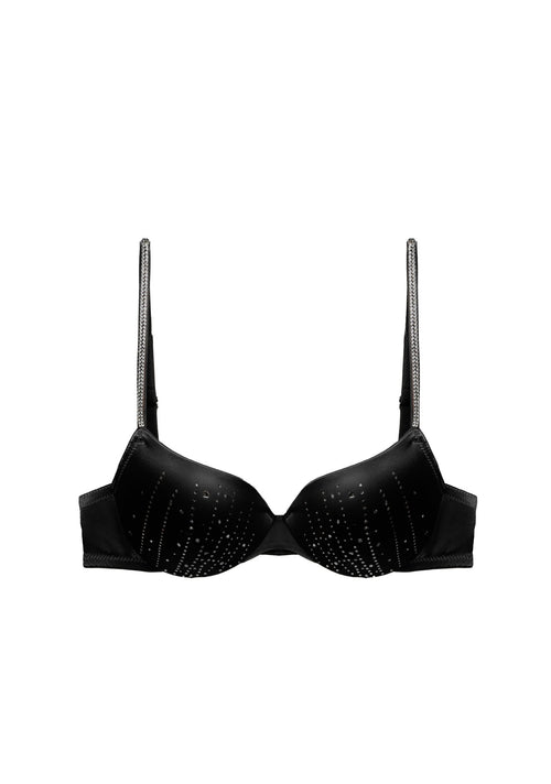 Girls Love Diamonds Crystals Embellished Padded Push Up Bra in Black - I.D. Sarrieri