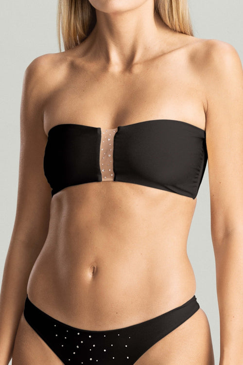 Honolulu Heaven Embellished Bandeau Top in Black - I.D. Sarrieri