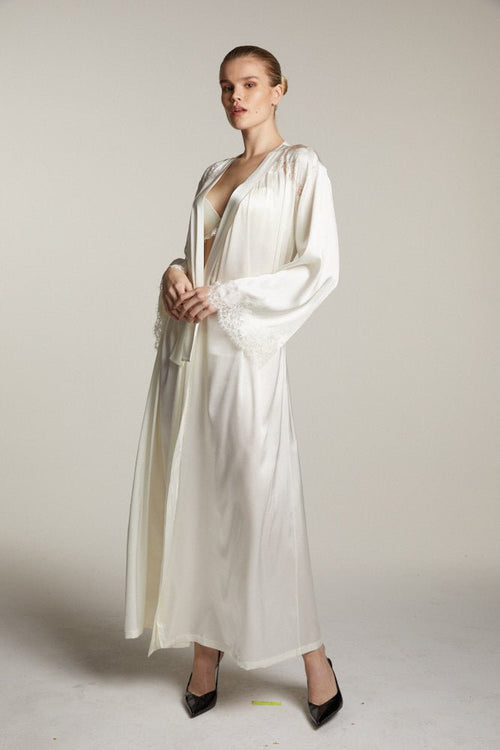 Hôtel Particulier Long Robe in Cream - I.D. Sarrieri