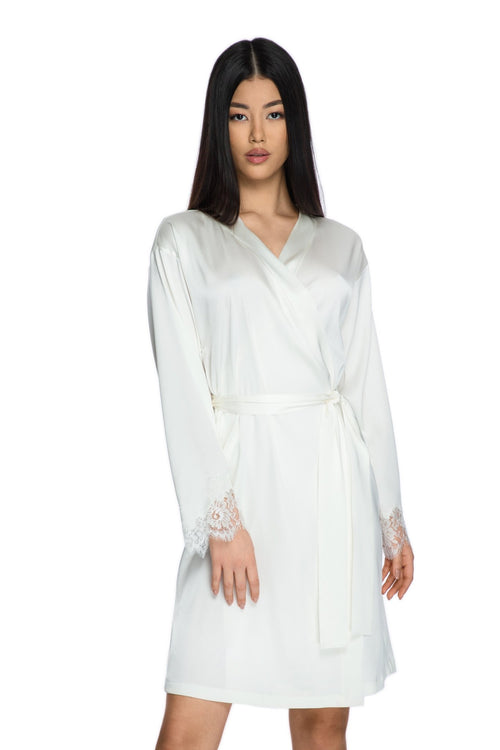 Hôtel Particulier Short Robe in Cream - I.D. Sarrieri