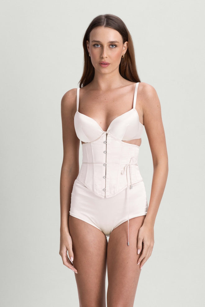 Jardin Du Luxembourg Underbust Boned Corset in Buttery Cream - I.D. Sarrieri